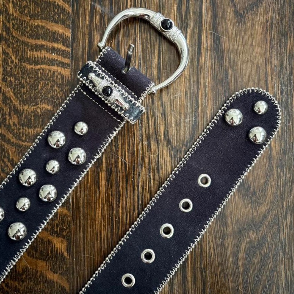 Y2K Kathy Van Zeeland Black Studded Belt - Picture 2 of 4